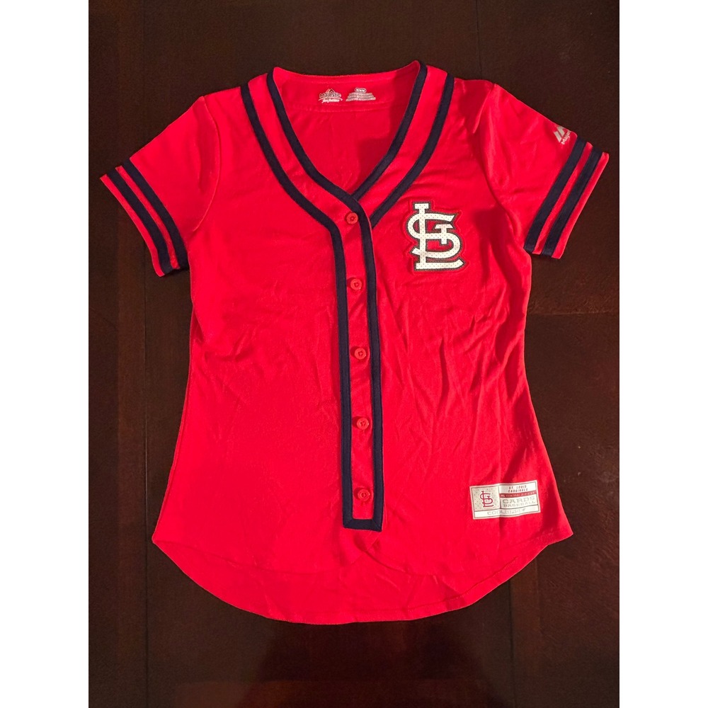 Majestic St. Louis Cardinals Baseball Jersey Womens Medium Red CoolBase ButtonUp